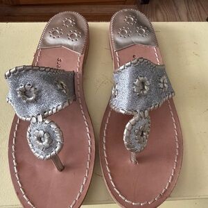 Authentic Jack Rogers Navajo Sandals Size 8 Silver Glitter